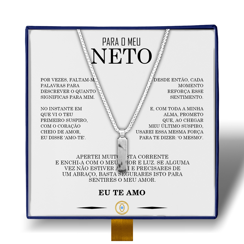 Para Meu Neto - Colar Americano Banhado a Ouro Branco 18k