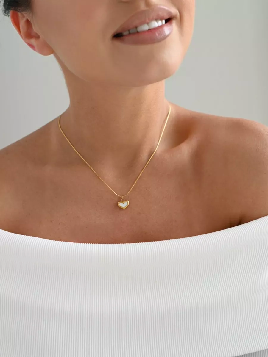 Para Minha Neta - Colar Coração Pérola Banhado a Ouro 18k