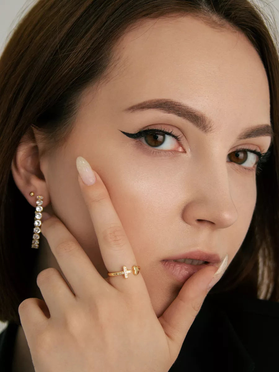 Anel Amor e Fé Ajustável Prata 925