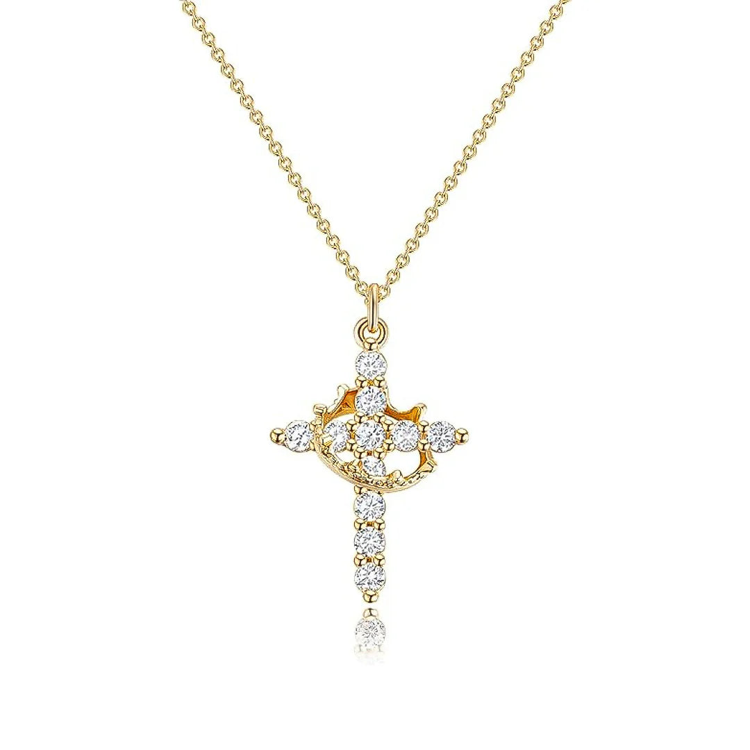 Linda Neta - Colar Cruz do Rei Banhado a Ouro 18k