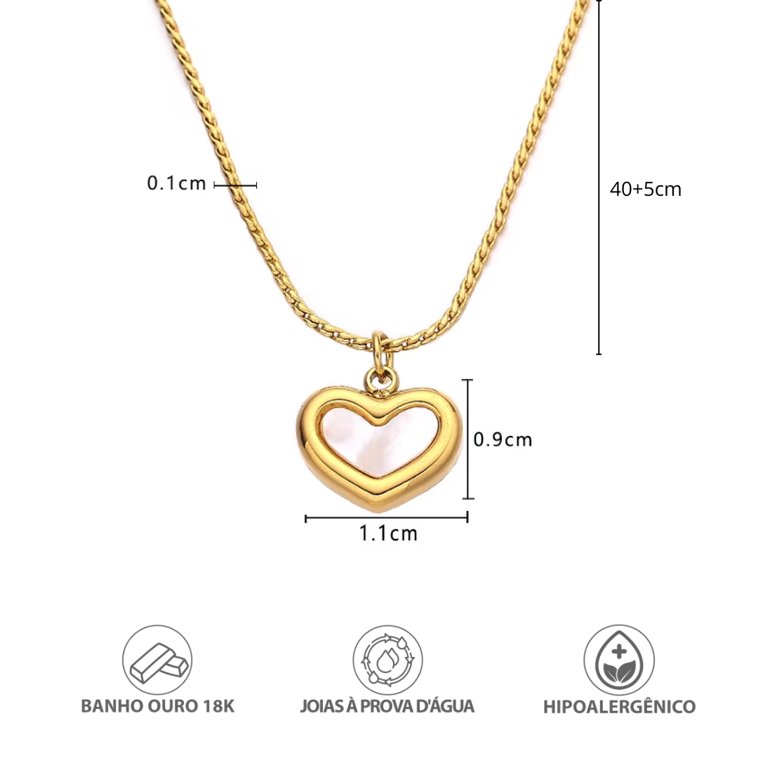 Para Minha Filha - Colar Coração Pérola Banhado a Ouro 18k