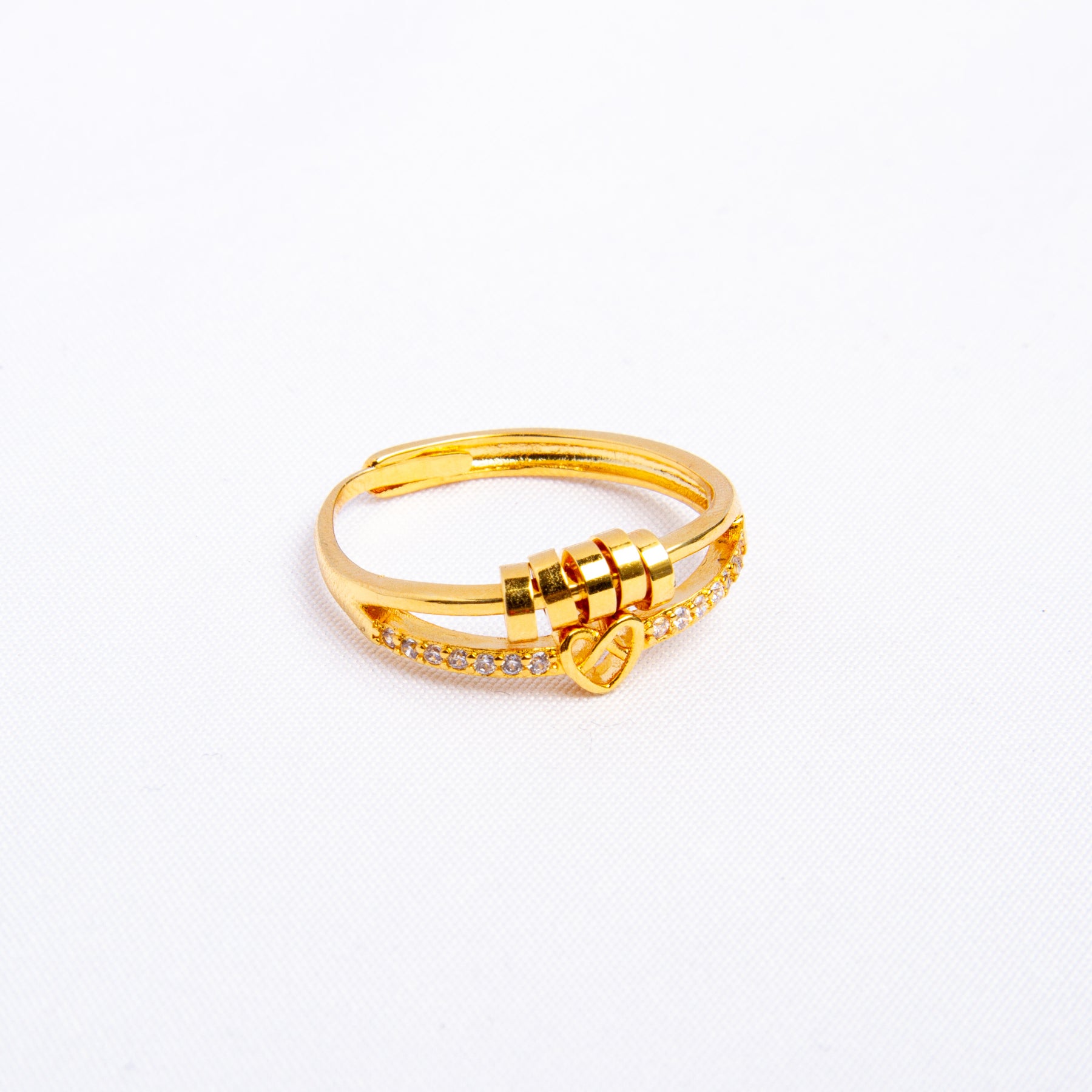 Anel Anti-Stress Amor Infinito Banhado a Ouro 18k