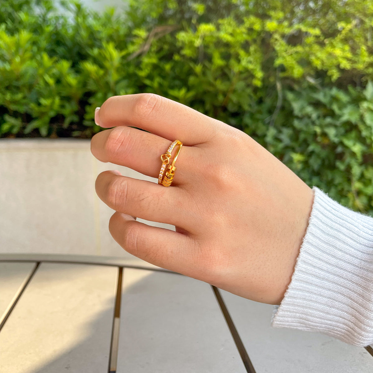 Anel Anti Ansiedade Amor Infinito Banhado a Ouro 18k