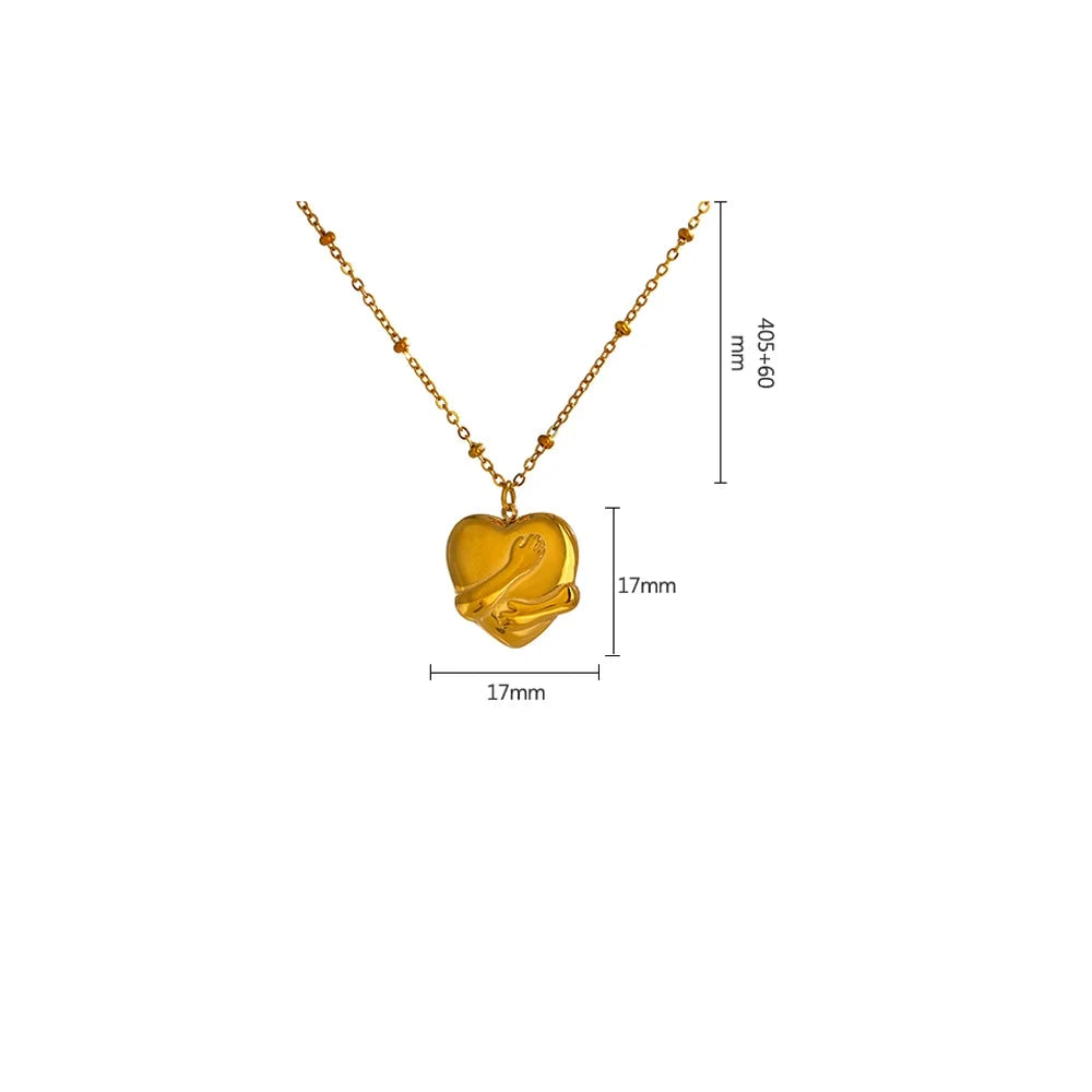 Para Minha Neta - Colar Coração Abraçado Banhado a Ouro 18k
