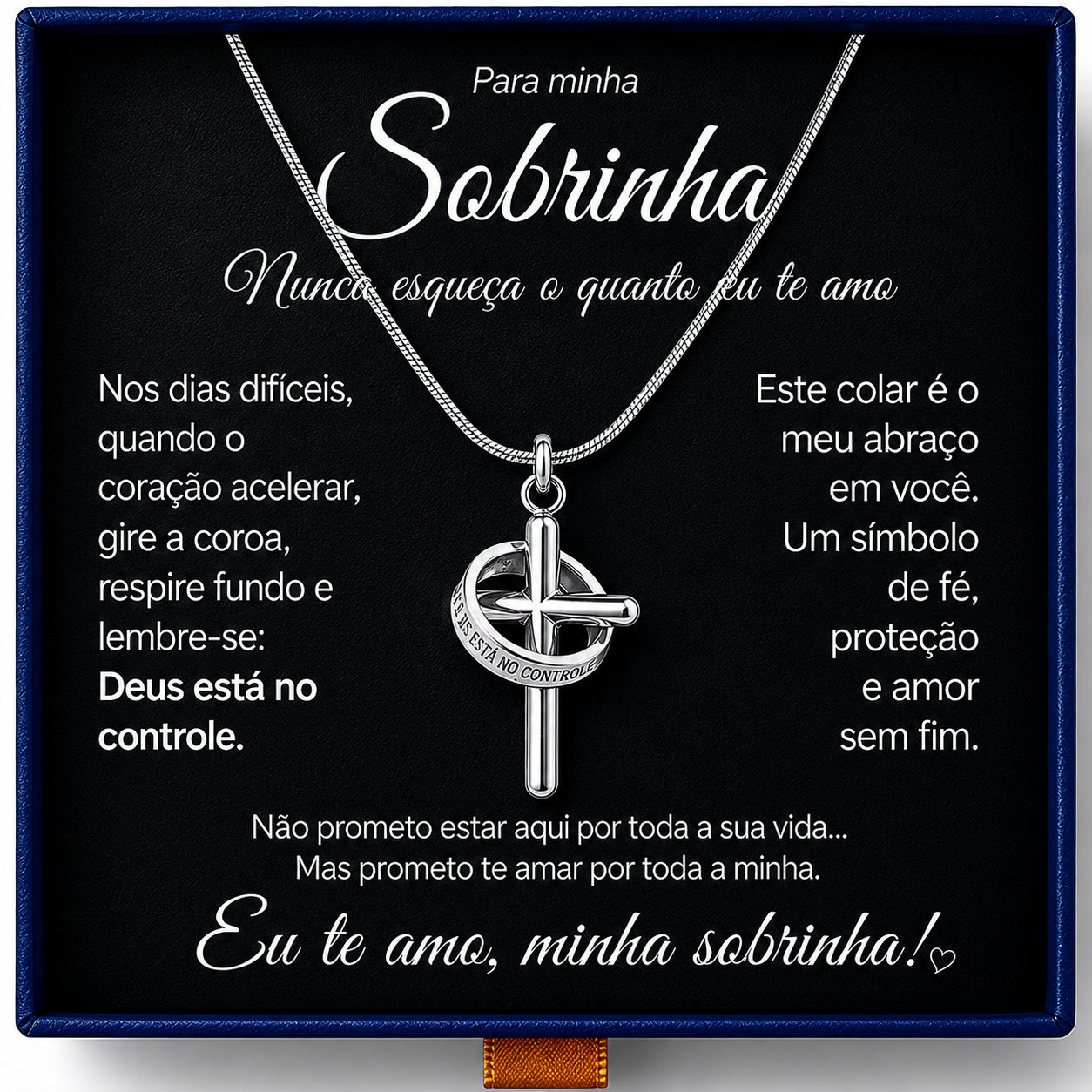 Para Minha Sobrinha - Colar Cruz Anti-Stress Feminino Banhado a Ouro 18k