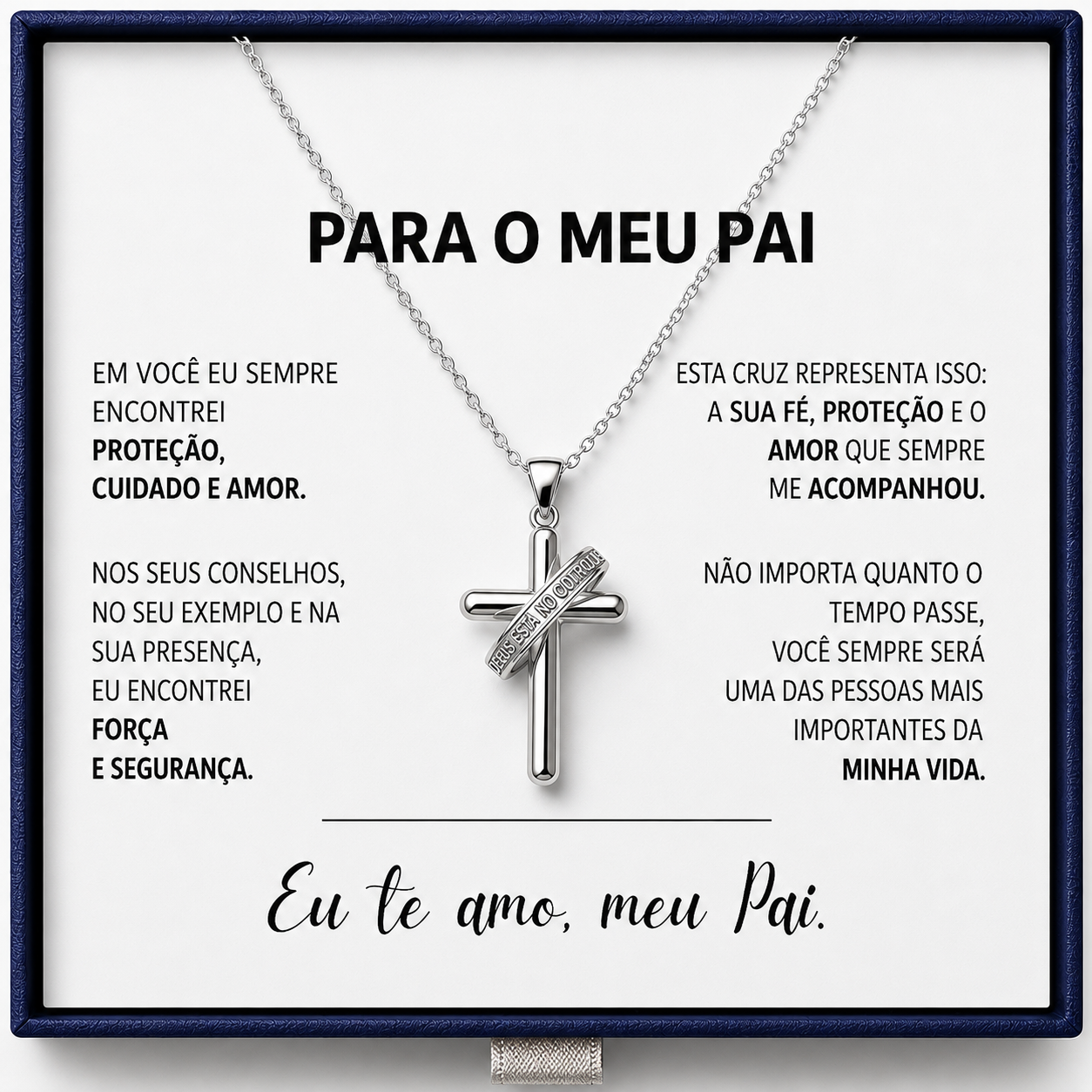 Para Meu Pai - Colar Cruz Anti-Stress Banhado a Ouro 18k
