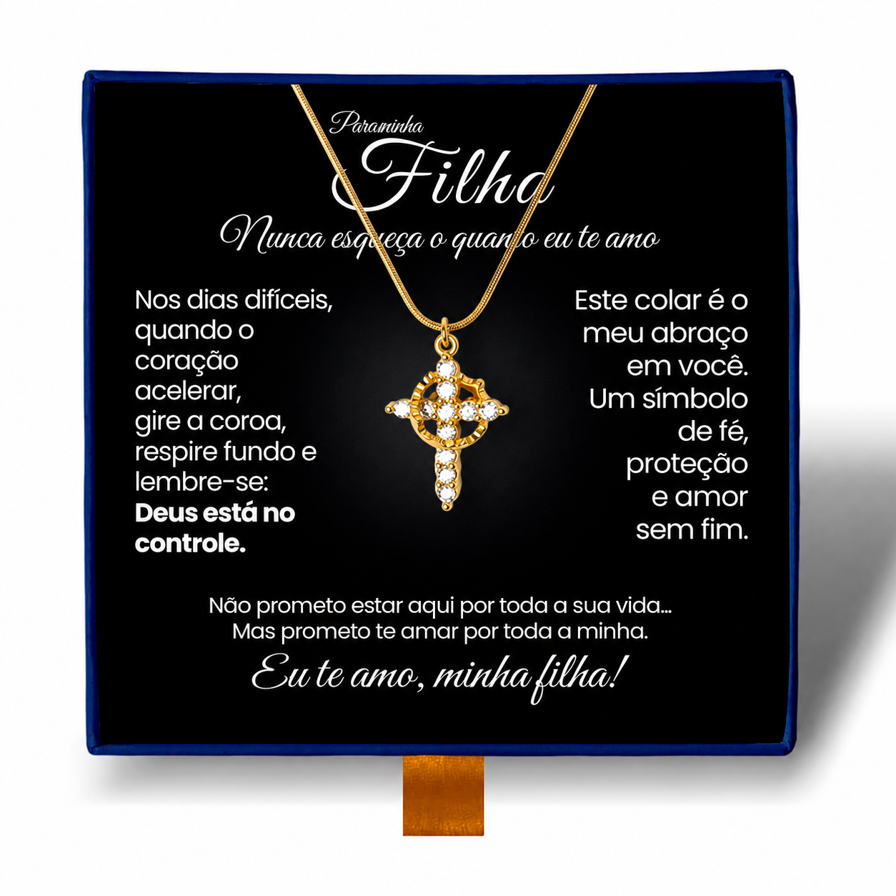 Minha Filha - Colar Cruz do Rei Anti-Stress Banhado a Ouro 18k