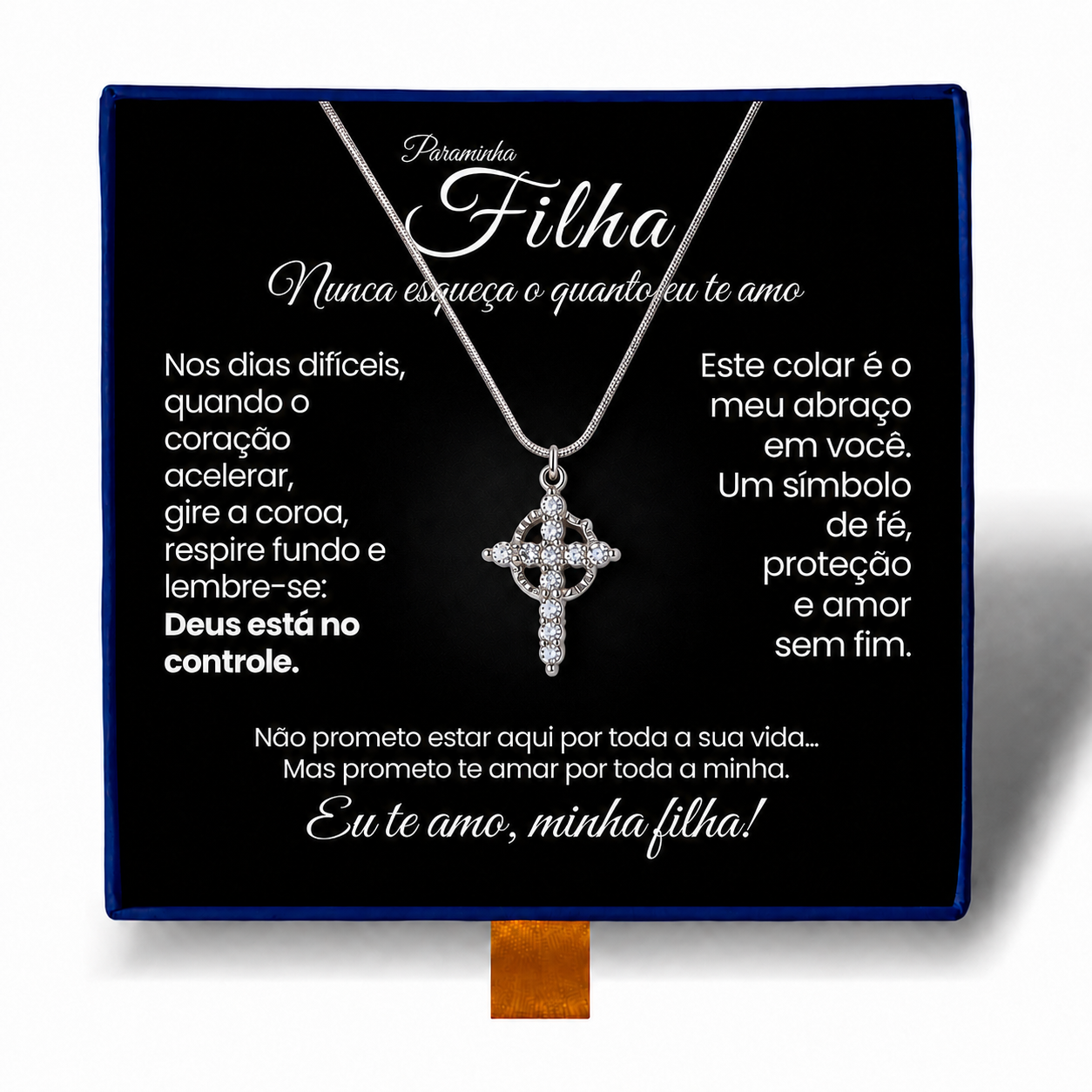 Minha Filha - Colar Cruz do Rei Anti-Stress Banhado a Ouro 18k