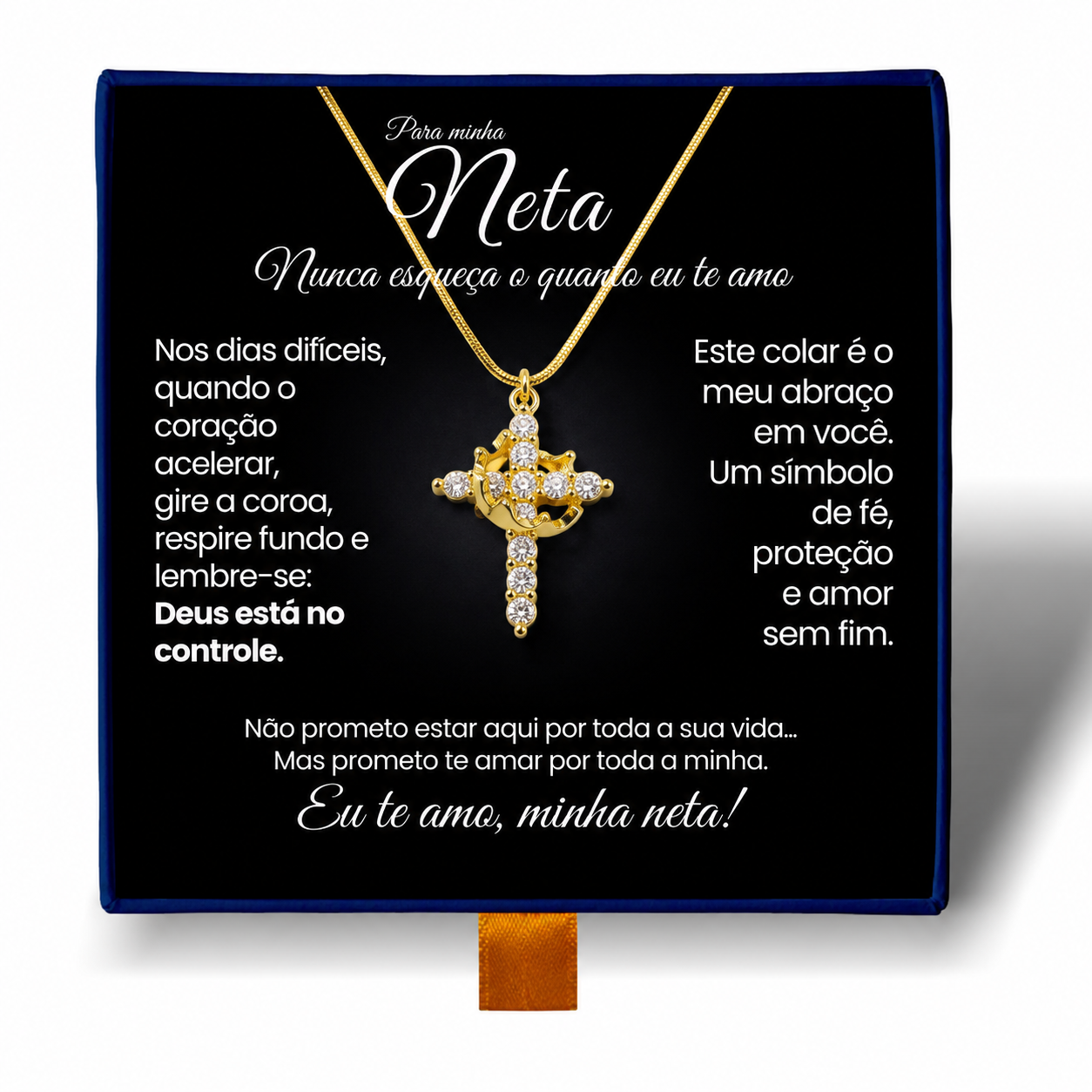 Minha Neta - Colar Cruz do Rei Anti-Stress Banhado a Ouro 18k