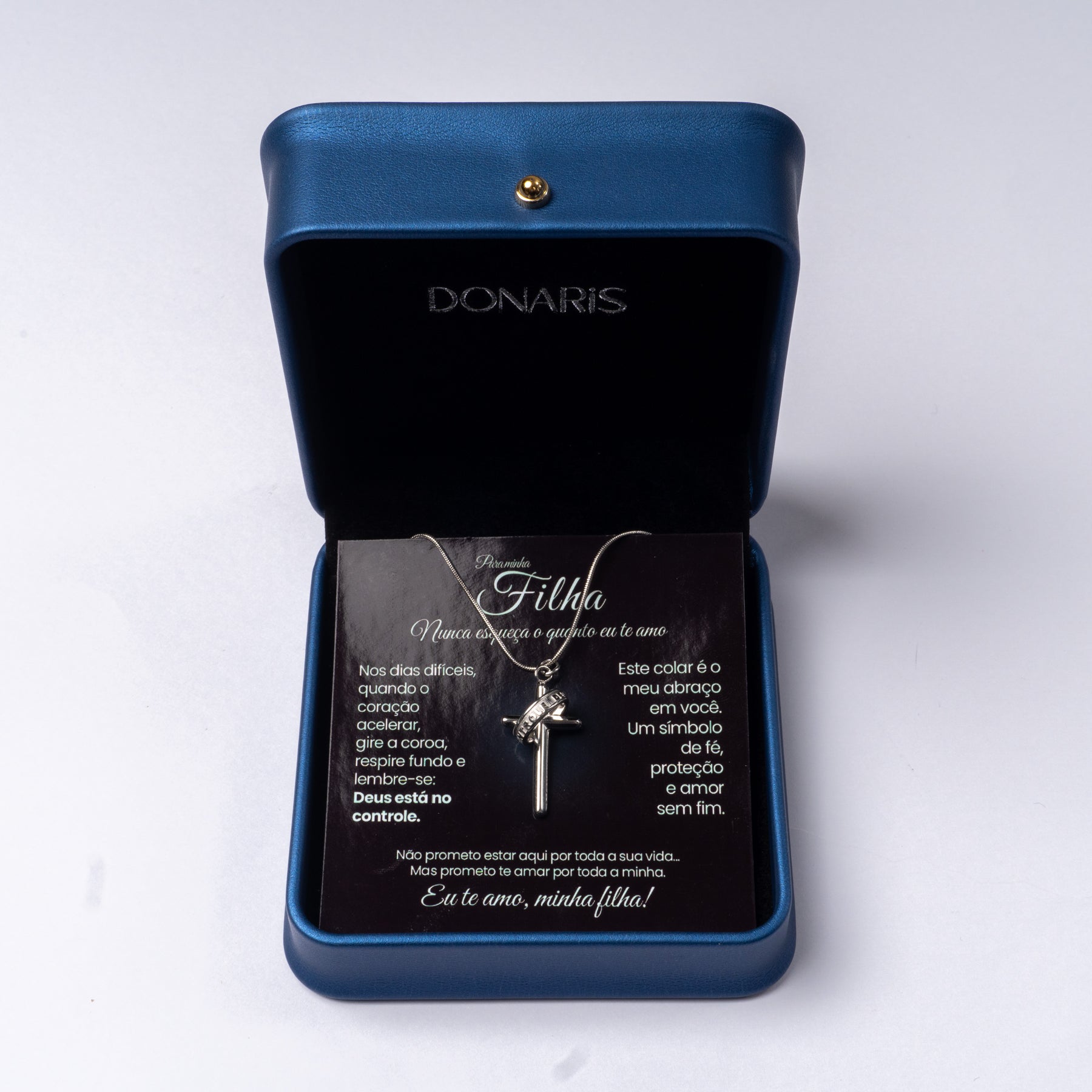 Para Minha Filha- Colar Cruz Anti-Stress Feminino Banhado a Ouro 18k