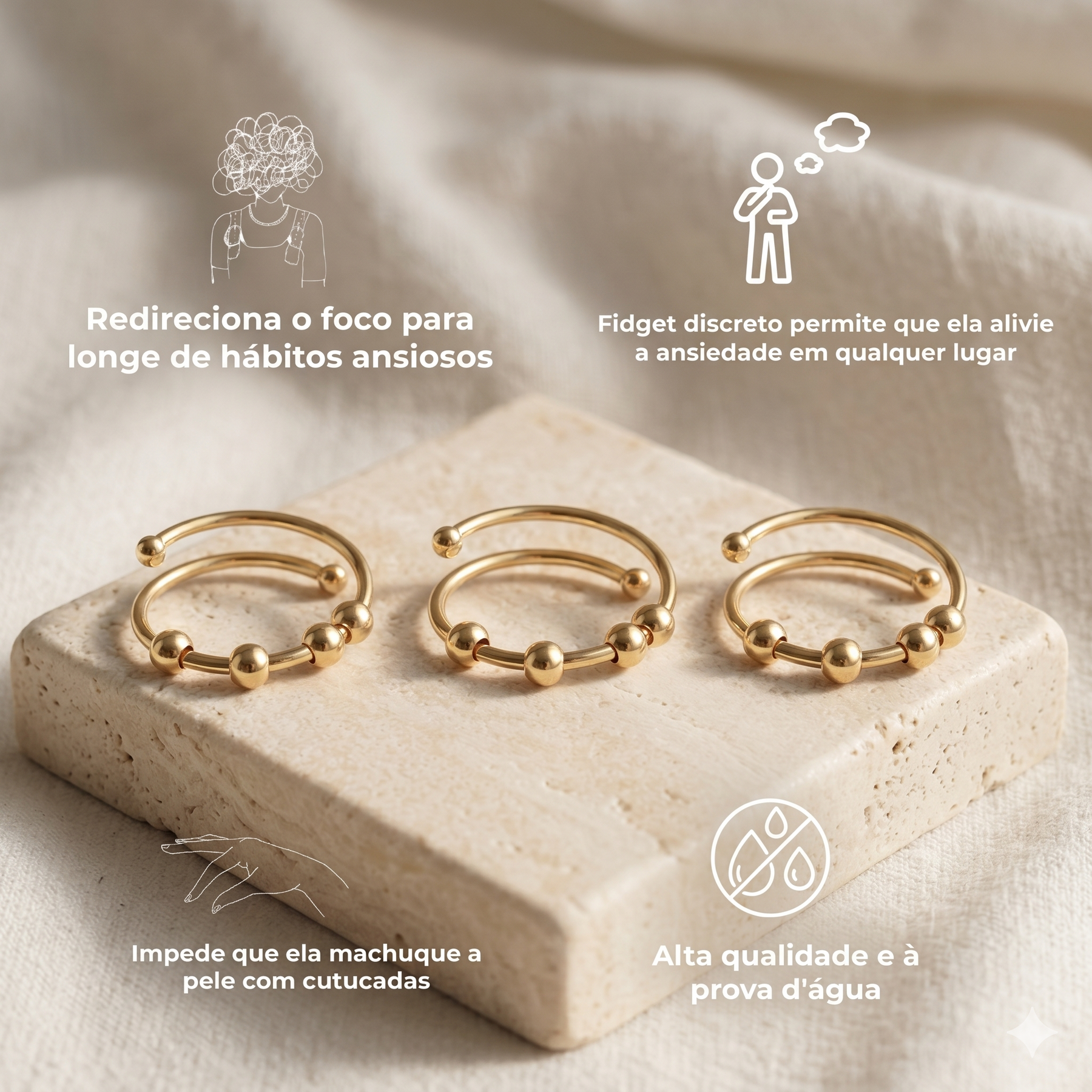Para Minha Filha - Anel Serenity Anti-Stress Banhado a Ouro 18K