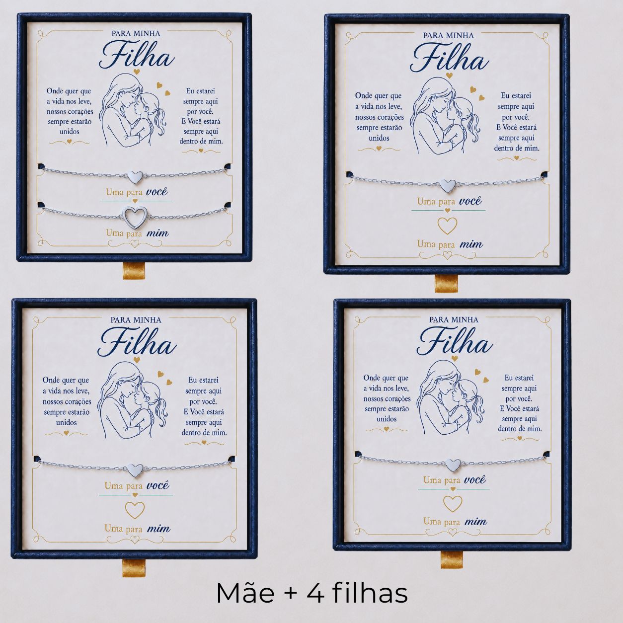 Para Minha Filha- Pulseira Corações Ligados Banhado a Ouro 18k