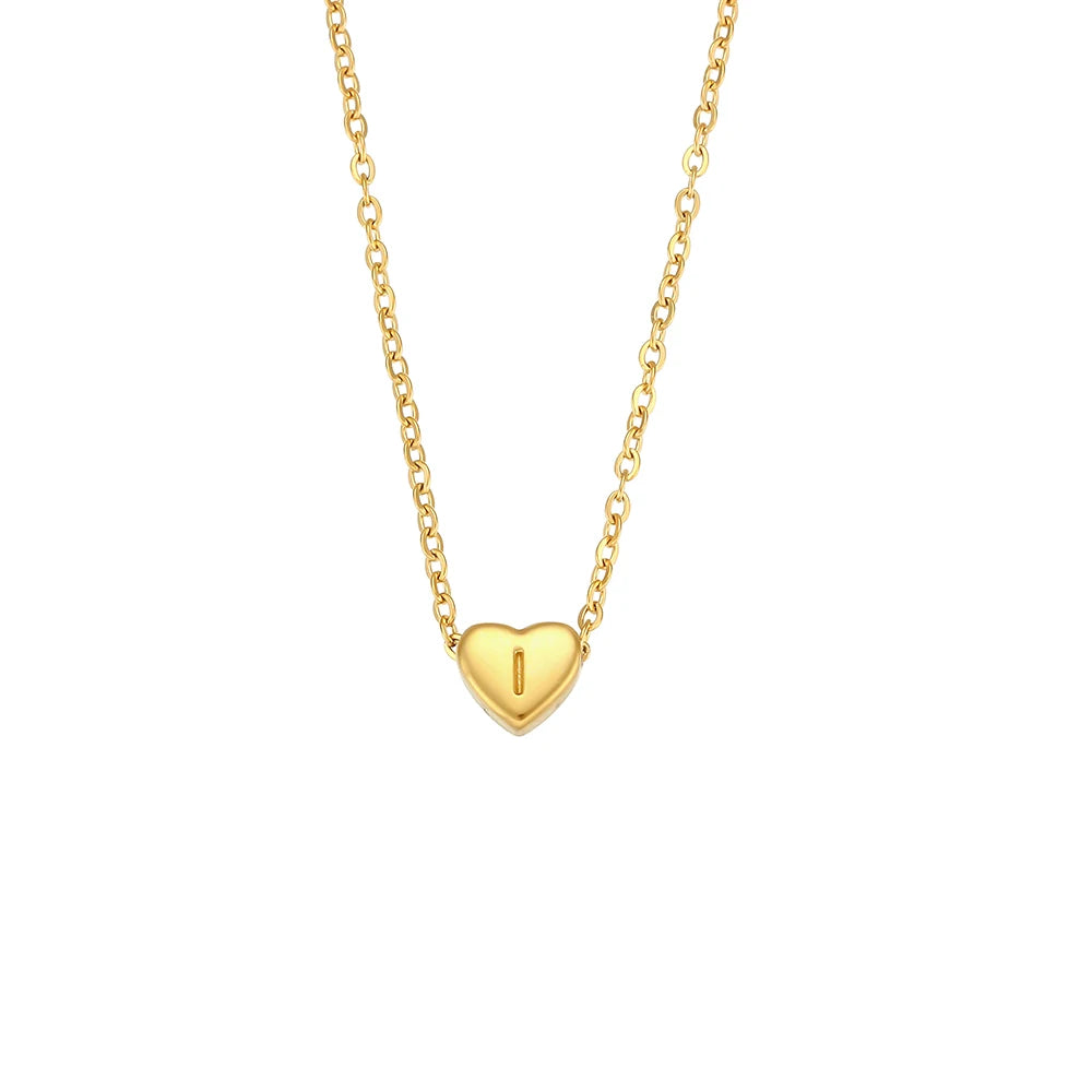 Colar Coração Letra Inicial Banhado em Ouro 18K