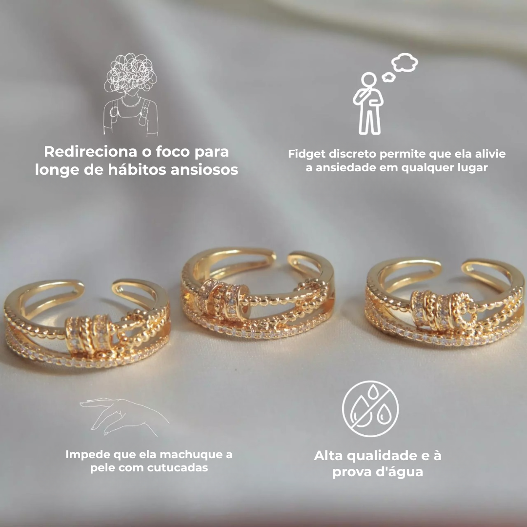 Anel Anti Ansiedade Banhado a Ouro 18k