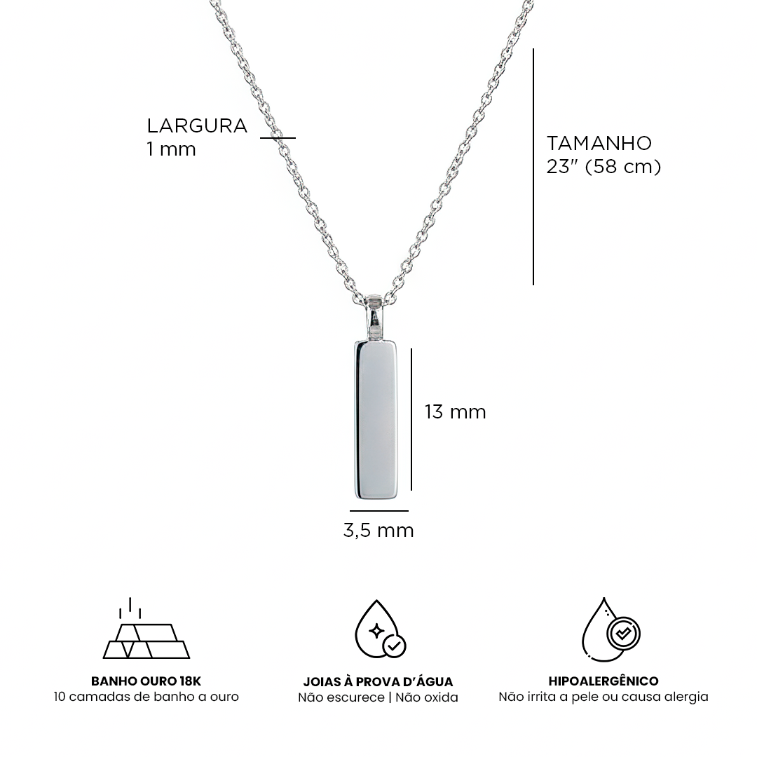 Para Meu Pai - Colar Americano Banhado a Ouro Branco 18k