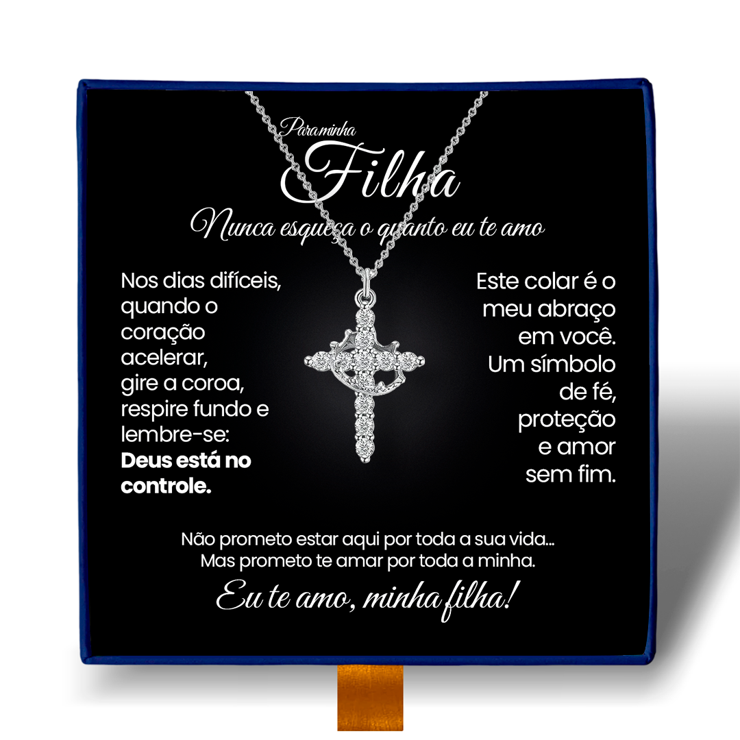 Minha Filha - Colar Cruz do Rei Anti-Stress Banhado a Ouro 18k