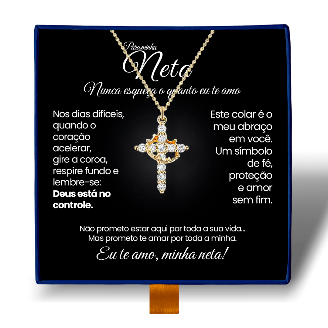 Minha Neta - Colar Cruz do Rei Anti-Stress Banhado a Ouro 18k
