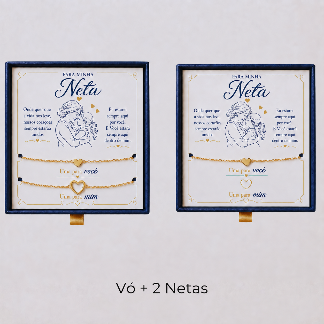 Para Minha Neta- Pulseira Corações Ligados Banhado a Ouro 18k