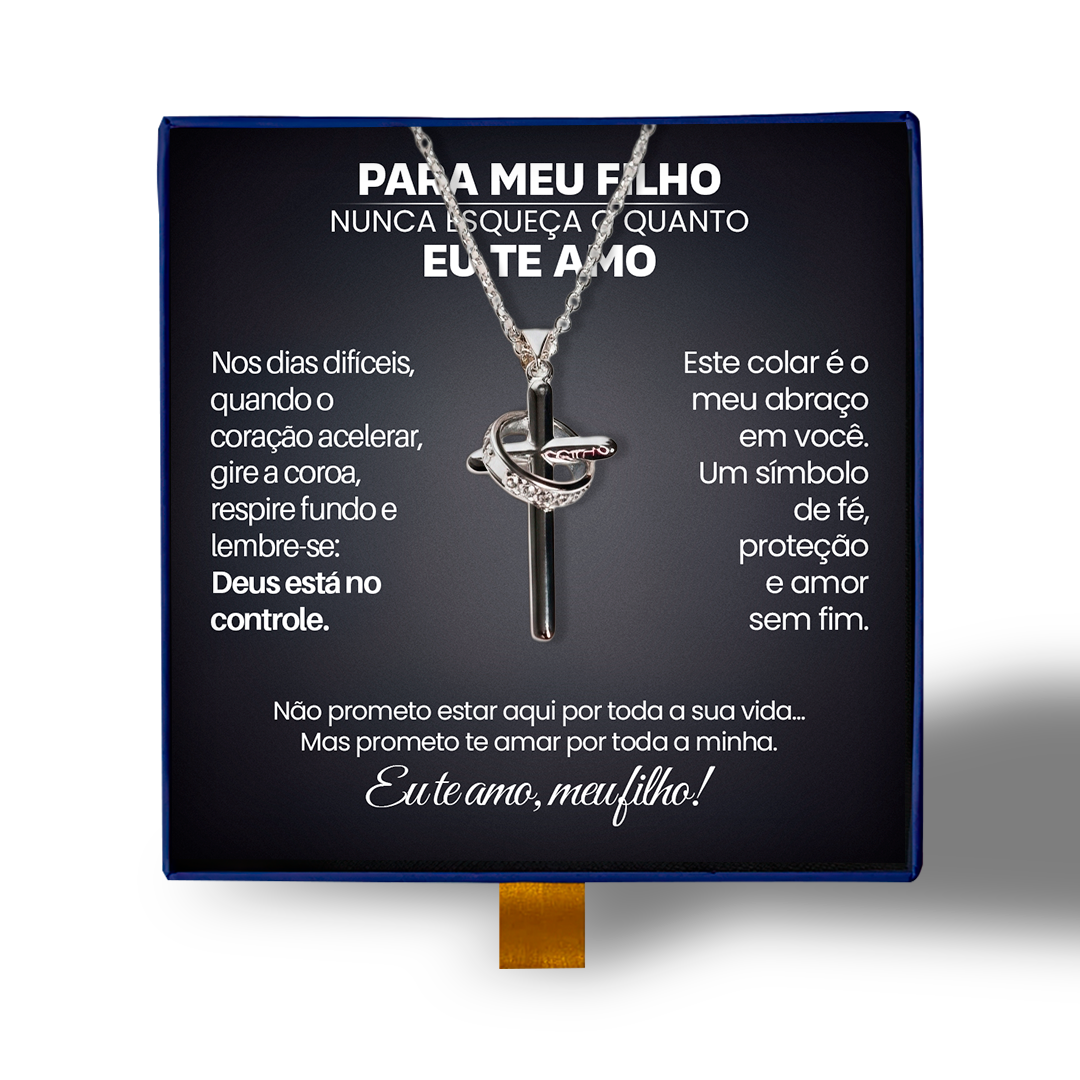 Para Meu Filho- Colar Cruz Antiansiedade Banhado a Ouro 18k