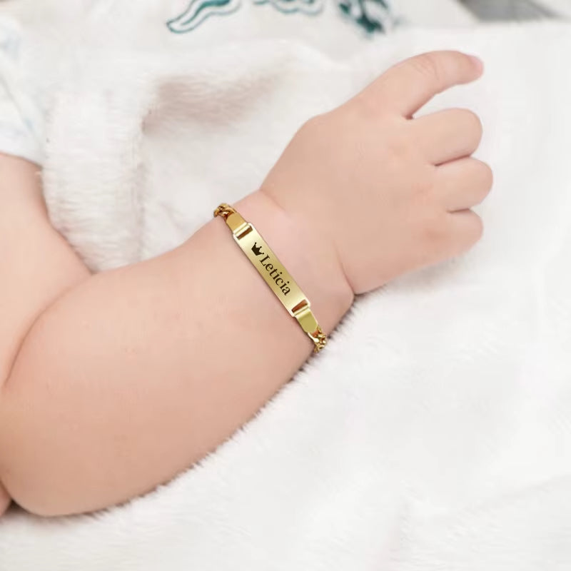 Pulseira Personalizada Bebê Banhada a Ouro 18k (0 a 3 anos )