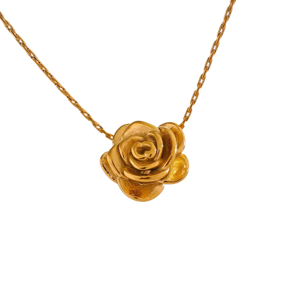 Colar Rosa Encantada Banhado a Ouro 18k