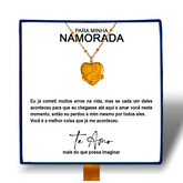 Para Minha Namorada - Colar Coração Abraçado Banhado a Ouro 18k