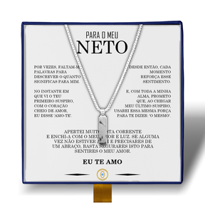 Para Meu Neto - Colar Americano Banhado a Ouro Branco 18k