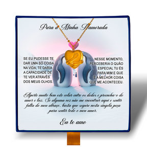 Para Minha Namorada - Colar Coração Abraçado Banhado a Ouro 18k