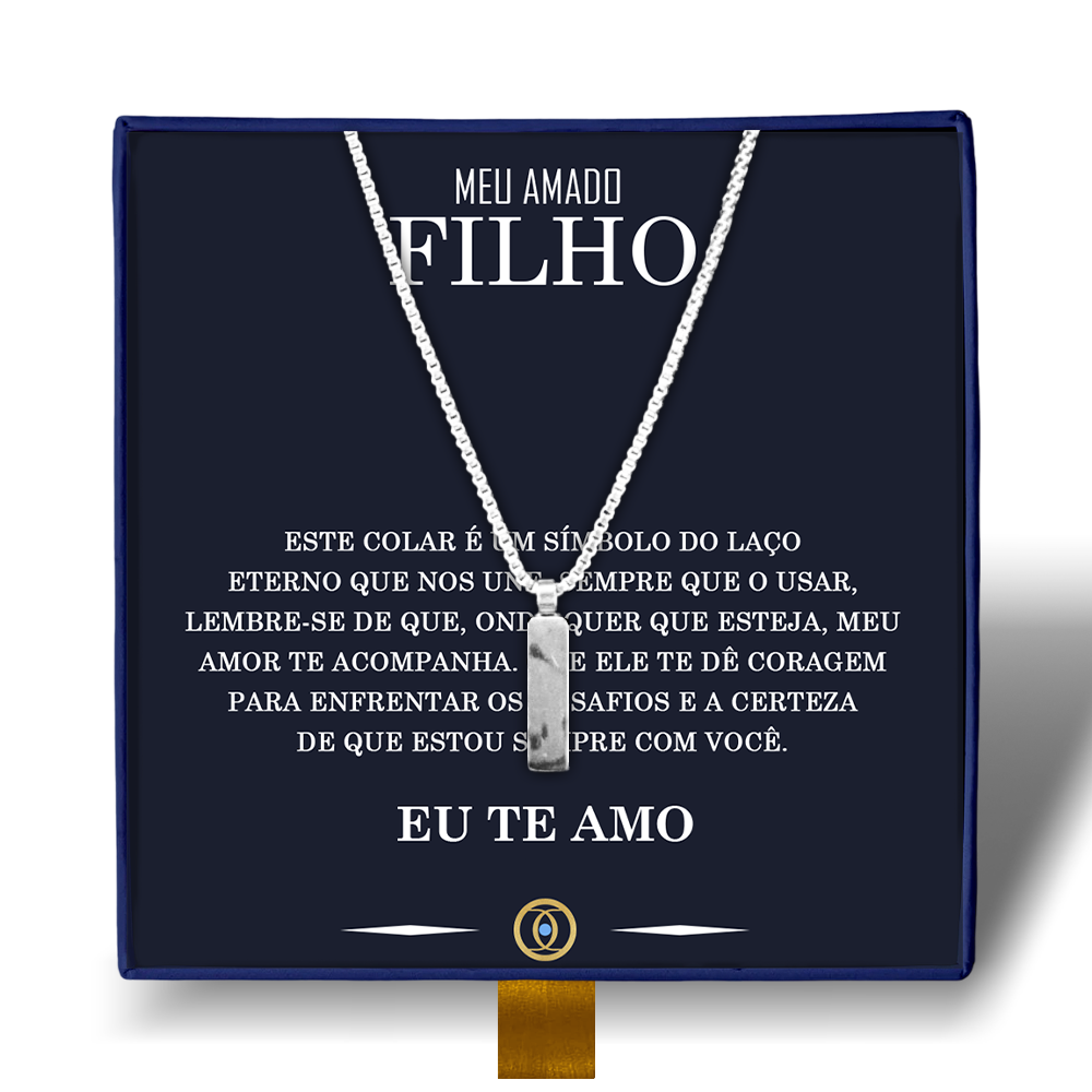 Meu Amado Filho- Colar Americano Banhado a Ouro Branco 18k