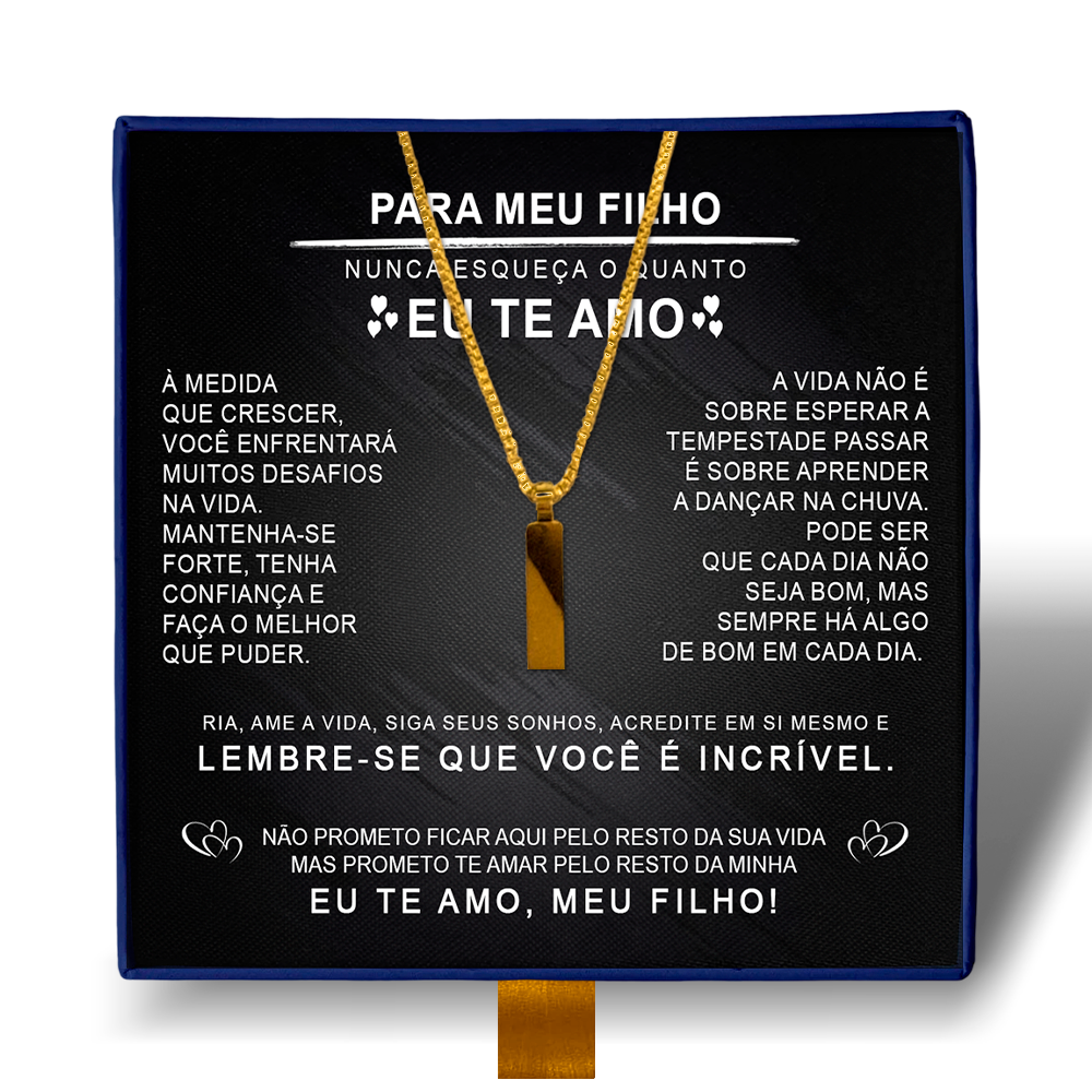Para Meu Filho- Colar Americano Banhado a Ouro Branco 18k