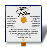 Querida Filha - Colar Coração Abraçado Banhado a Ouro 18k