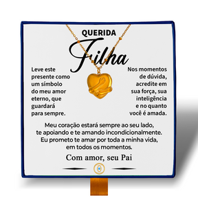 Querida Filha - Colar Coração Abraçado Banhado a Ouro 18k