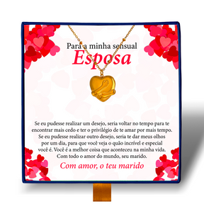 Para Minha Sensual Esposa - Colar Coração Abraçado Banhado a Ouro 18k