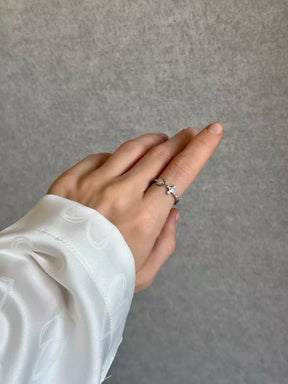 Anel Amor e Fé Ajustável Prata 925