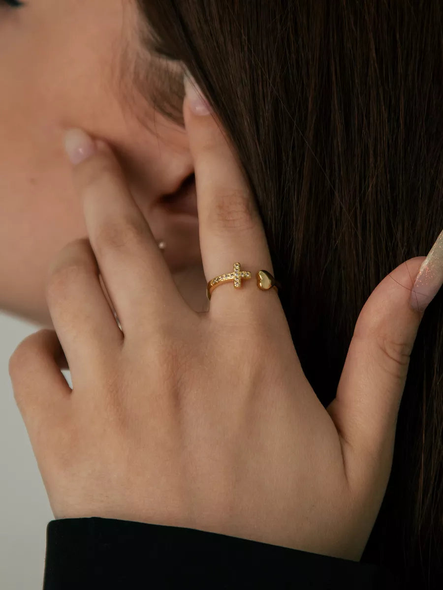 Anel Amor e Fé Ajustável Prata 925