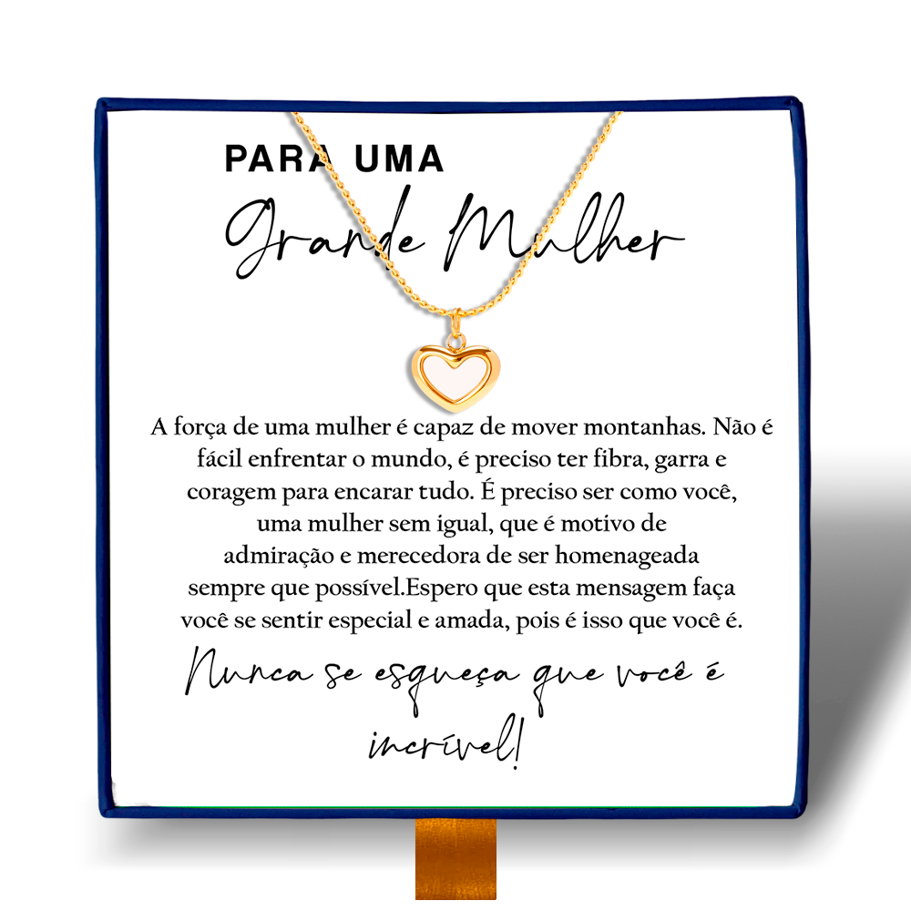 Grande Mulher- Colar Coração Pérola Banhado a Ouro 18k