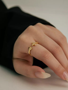 Anel Amor e Fé Ajustável Prata 925