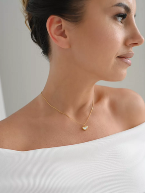 Colar Coração Pérola Banhado a Ouro 18k