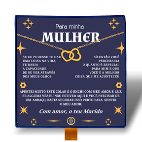 Para Minha Mulher - Colar Duplo Coração Entrelaçados Banhado a Ouro 18k