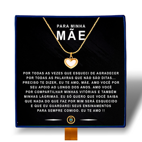 Para Minha Mãe - Colar Coração Pérola Banhado a Ouro 18k