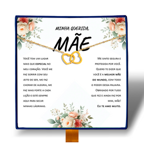 Querida Mãe - Colar Coração Duplo Coração Entrelaçado Banhado a Ouro 18k