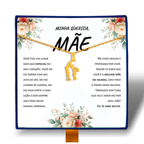 Minha Querida Mãe - Colar Laço de Amor Banhado a Ouro 18k