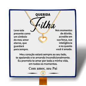 Querida Filha - Colar Coração Pérola Banhado a Ouro 18k