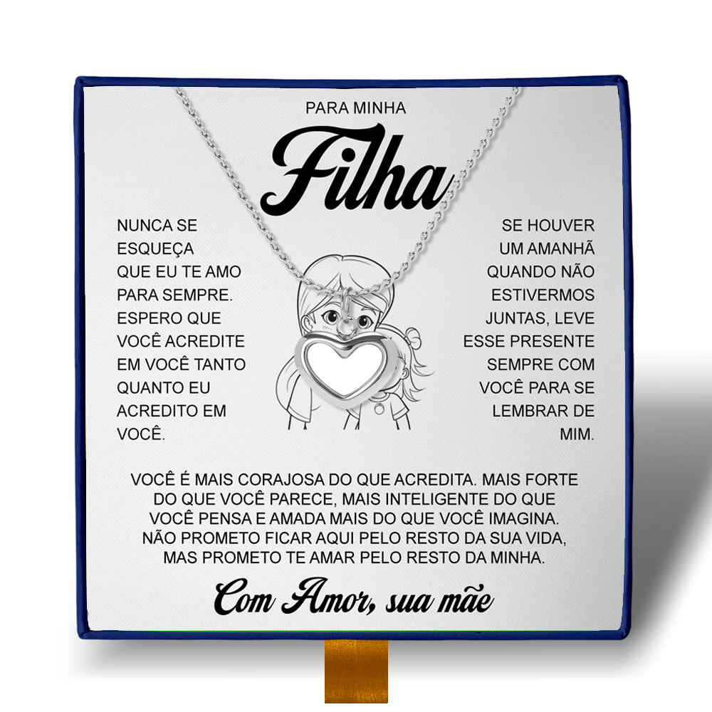 Para Minha Filha - Colar Coração Pérola Banhado a Ouro 18k