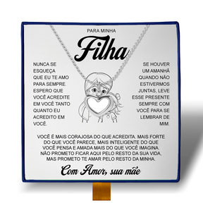 Para Minha Filha - Colar Coração Pérola Banhado a Ouro 18k