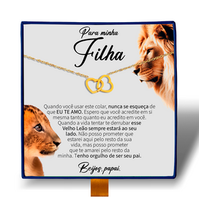 Para Minha Filha - Colar Duplo Coração Entrelaçados Banhado a Ouro 18k