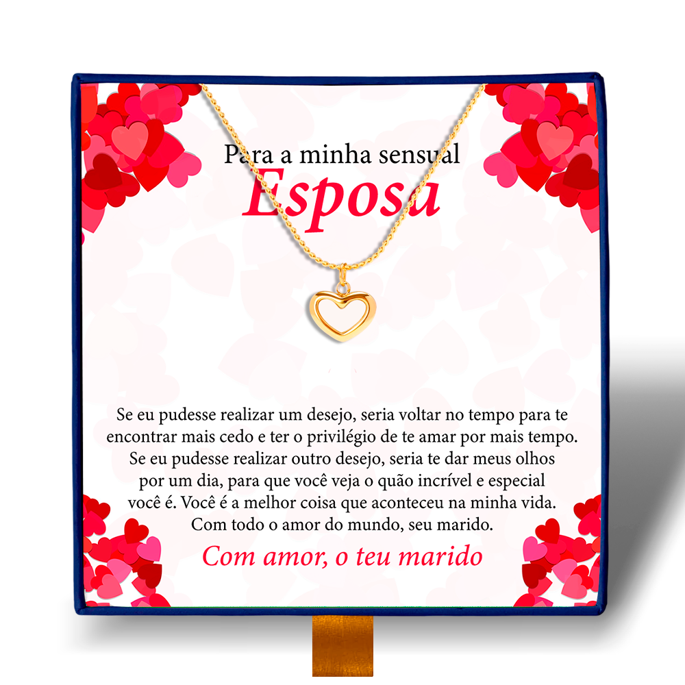 Para Minha Sensual Esposa - Colar Coração Pérola Banhado a Ouro 18k