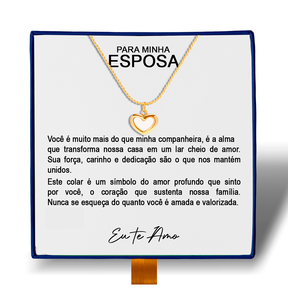 Para Minha Esposa - Colar Coração Pérola Banhado a Ouro 18k