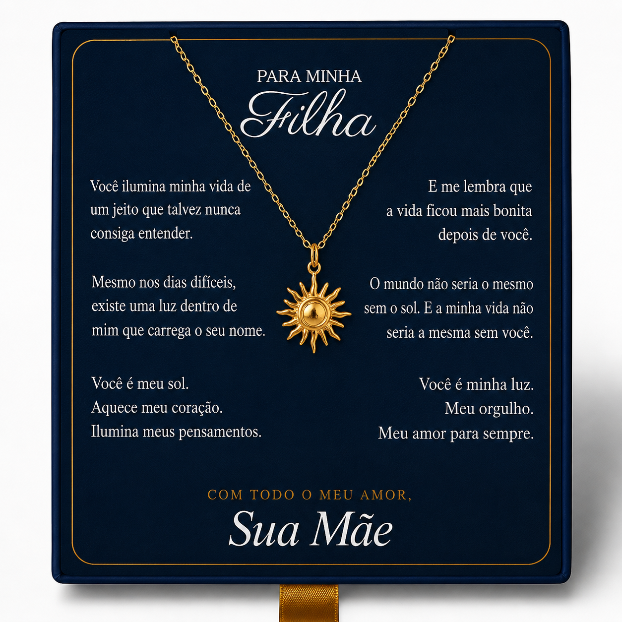 Para Minha Filha- Colar Sol Radiante Banhado a Ouro 18k