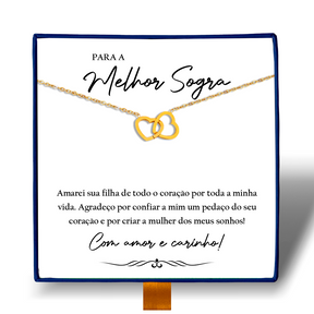 Para a Melhor Sogra - Colar Duplo Coração Entrelaçado Banhado a Ouro 18k